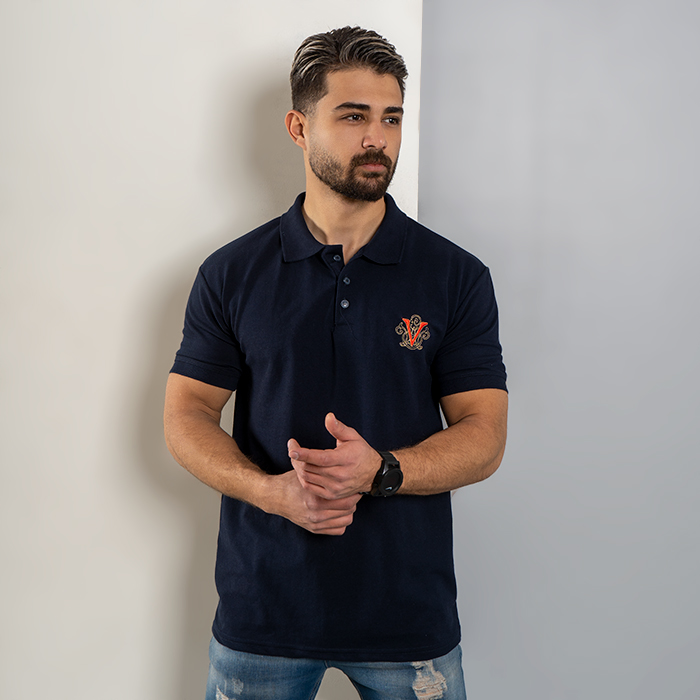 تیشرت V سرمه ای مردانه مدل Sadra