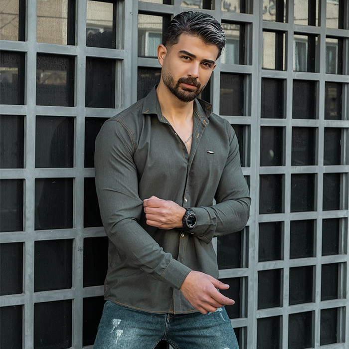 پیراهن مردانه سبز مدل Novan