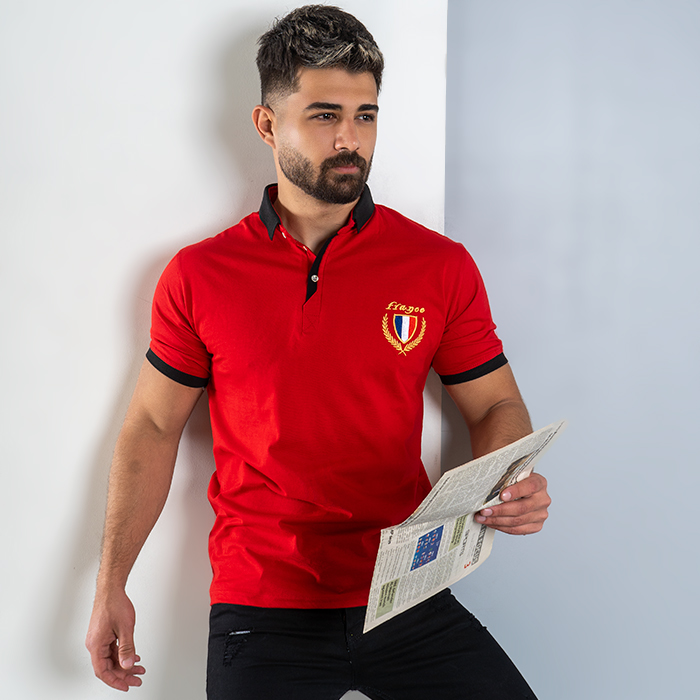 تیشرت مردانه قرمز مدل RIBAN