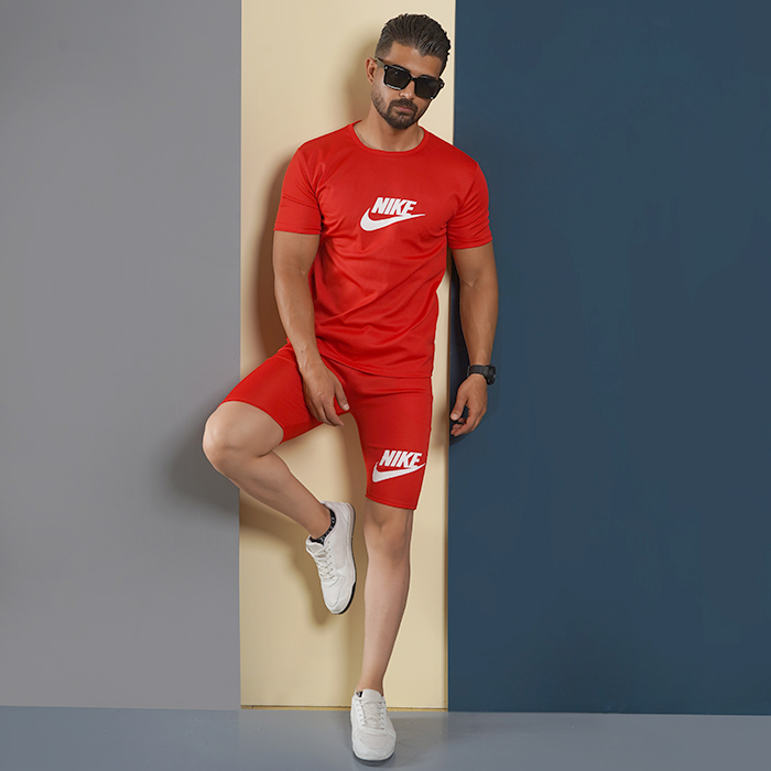 ست تیشرت شلوارک NIKE قرمزمردانه مدل Sarox