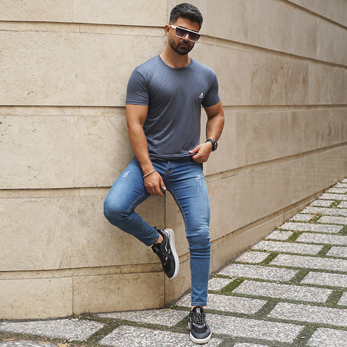 تیشرت آبی مردانه طرح ADIDAS مدل TIAN