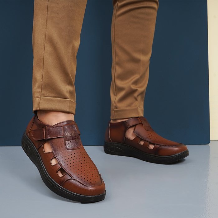 صندل مردانه عسلی مدل Itan