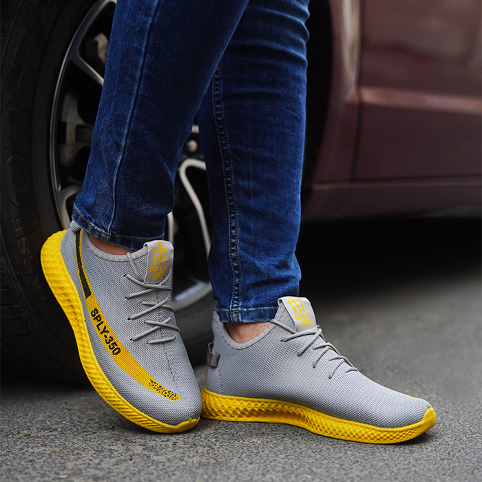 کفش ورزشی Sply-350 مردانه طوسی زرد مدلYogi
