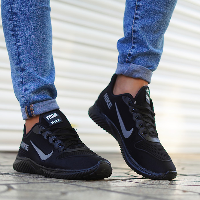 کفش ورزشی مردانه نایک مشکی طوسی مدل Bahman