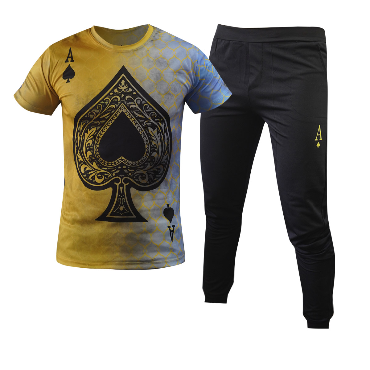 ست تیشرت شلوار زرد مردانه مدل A-pik