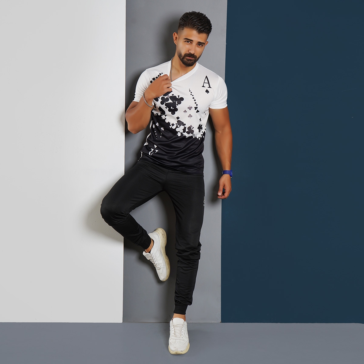 ست تیشرت شلوار مشکی مردانه مدل A-pik