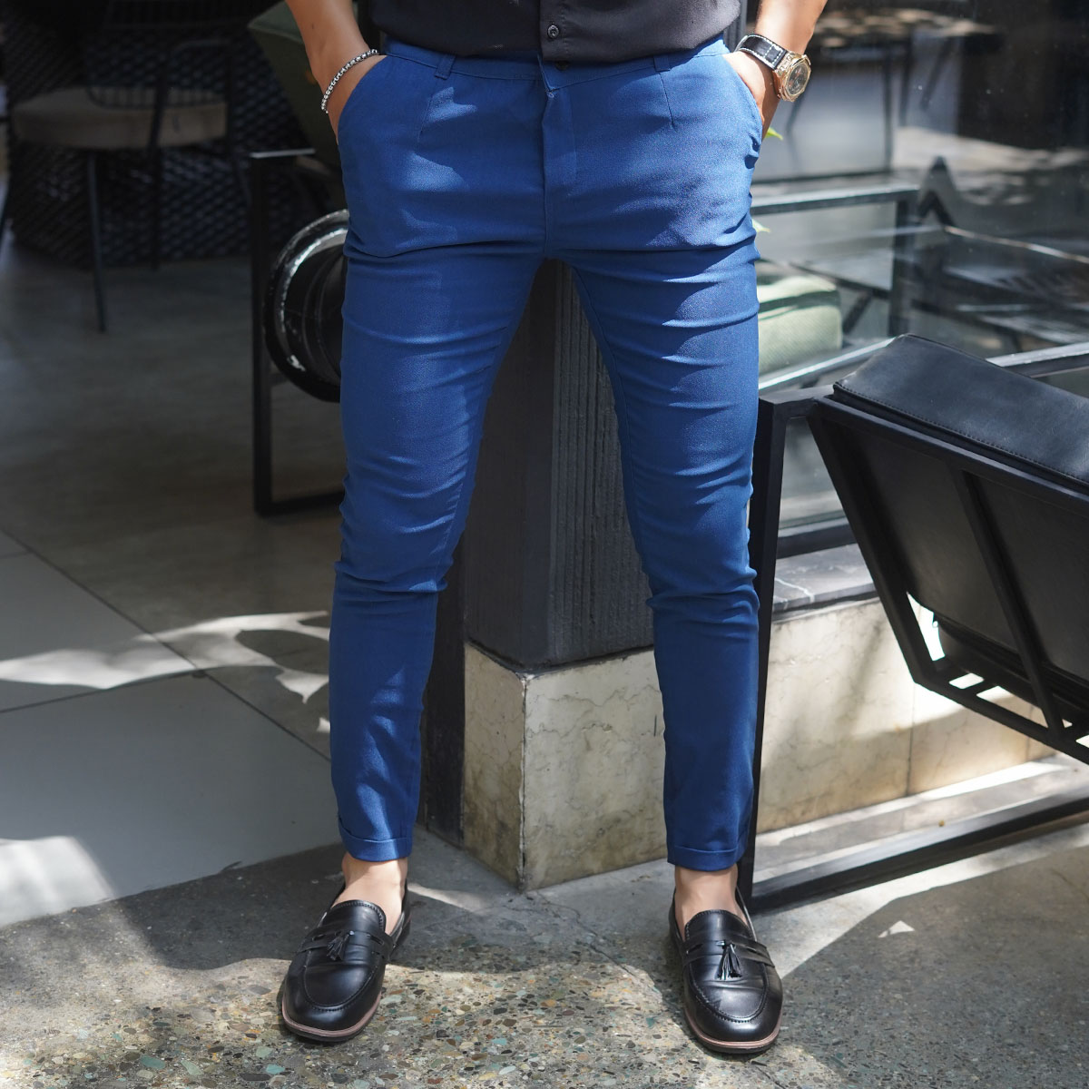 شلوار مردانه آبی مدل MOBIN