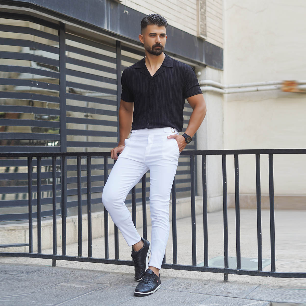 شلوار اسلش مردانه سفید مدل Keysan