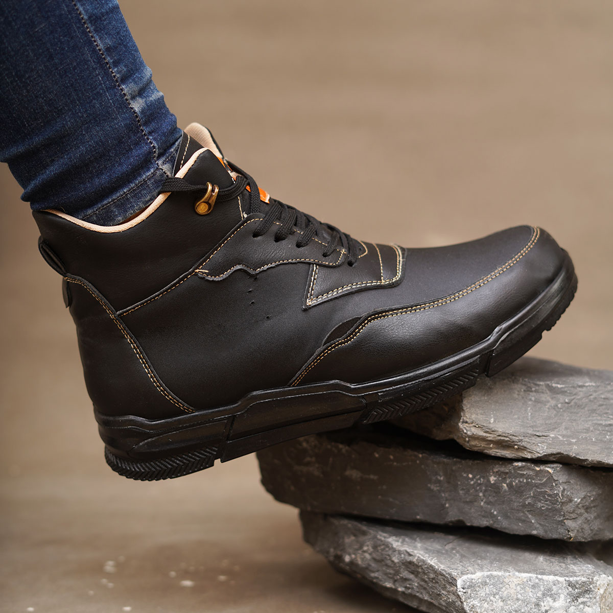 نیم بوت مشکی مردانه مدل Parsa-neo