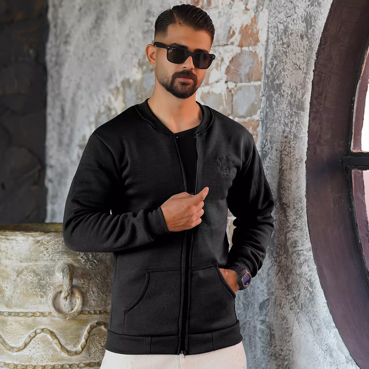 سوییشرت مردانه مشکی مدل wendi