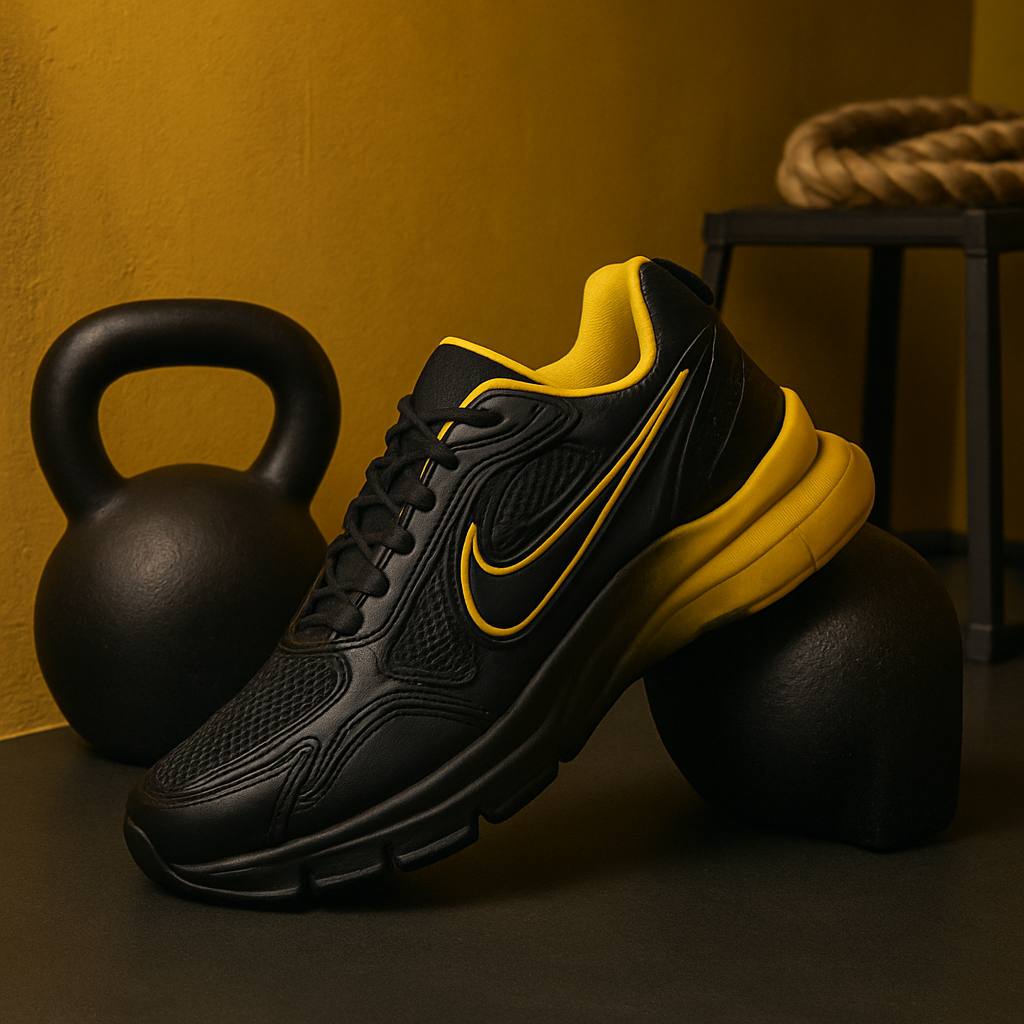 کفش ورزشی مردانه مشکی زرد مدل Arona