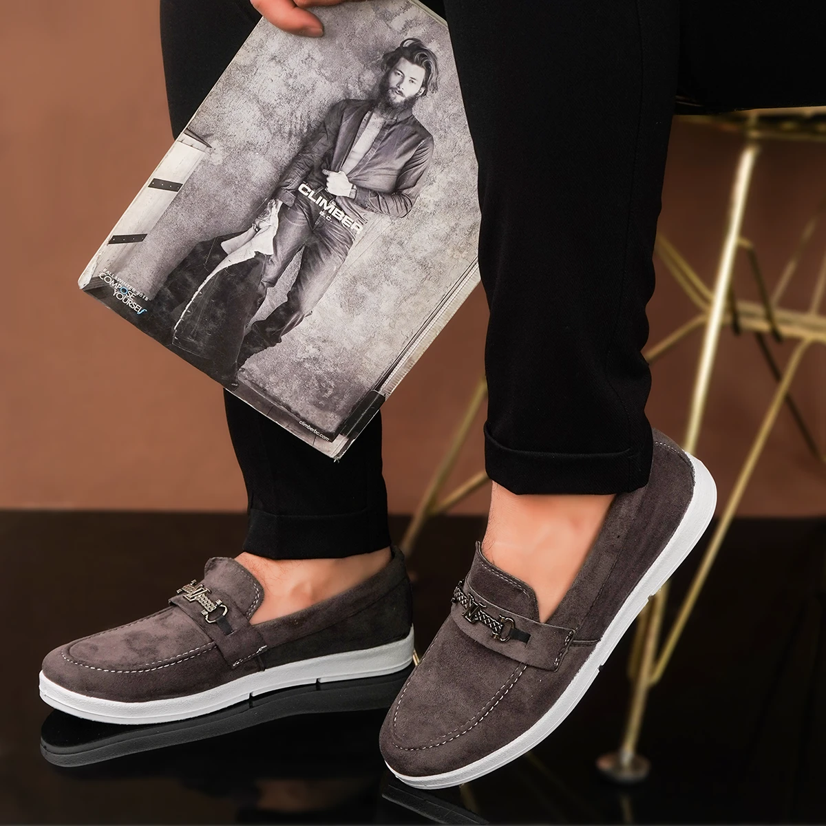 کفش کالج مردانه طوسی مدل Arsan