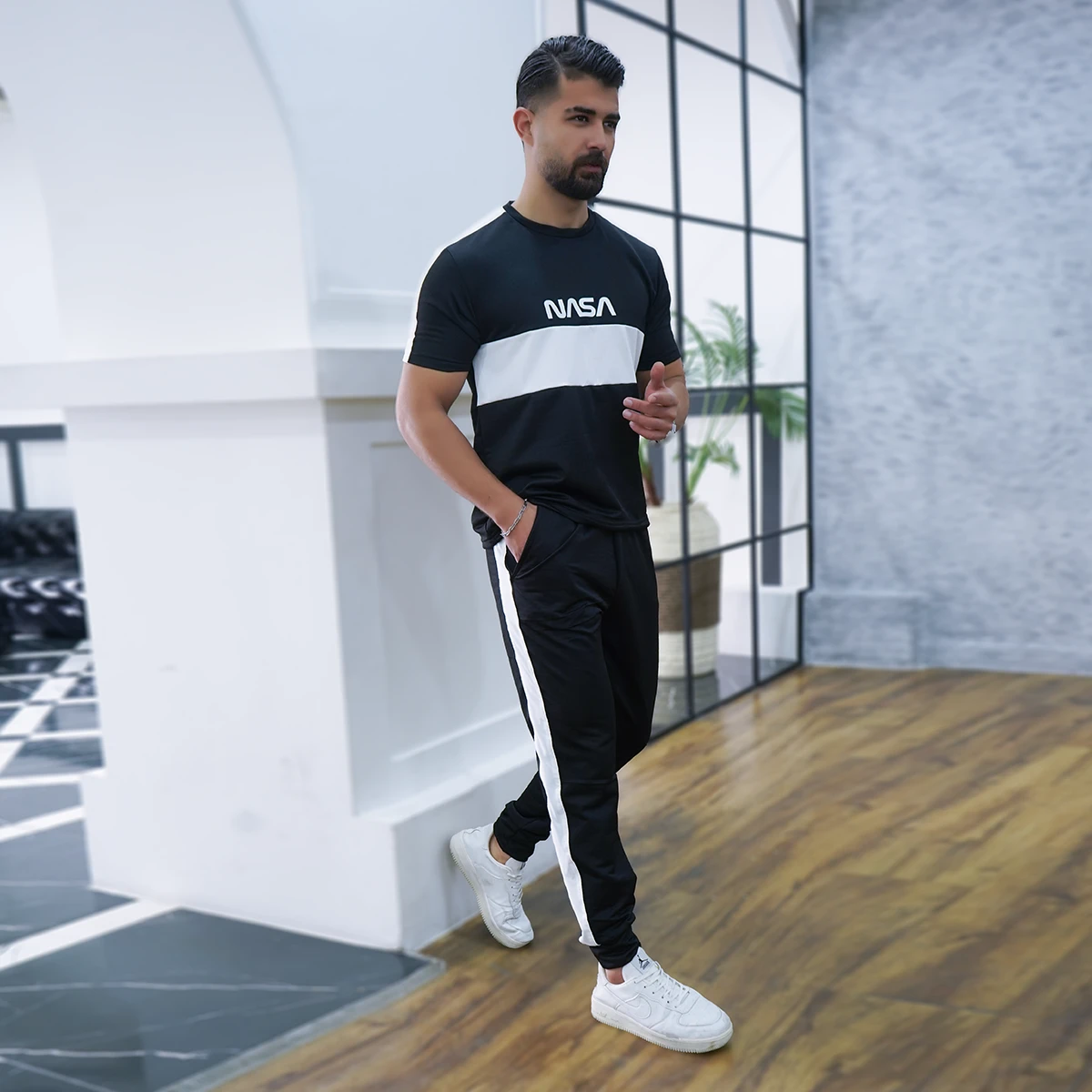 ست تیشرت شلوار nasa مردانه مدل VR