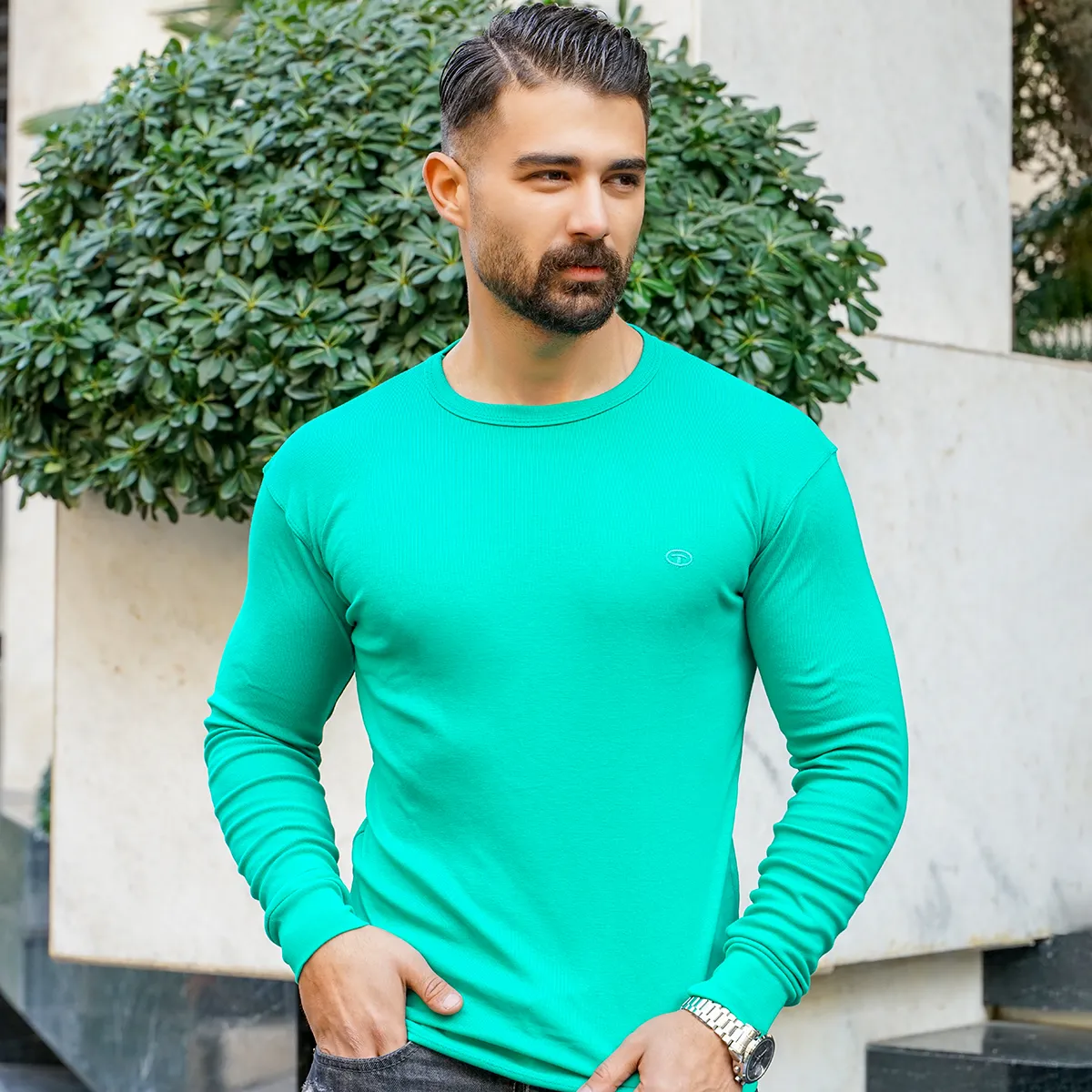 تیشرت مردانه آستین بلند سبز مدل Tom Tailor