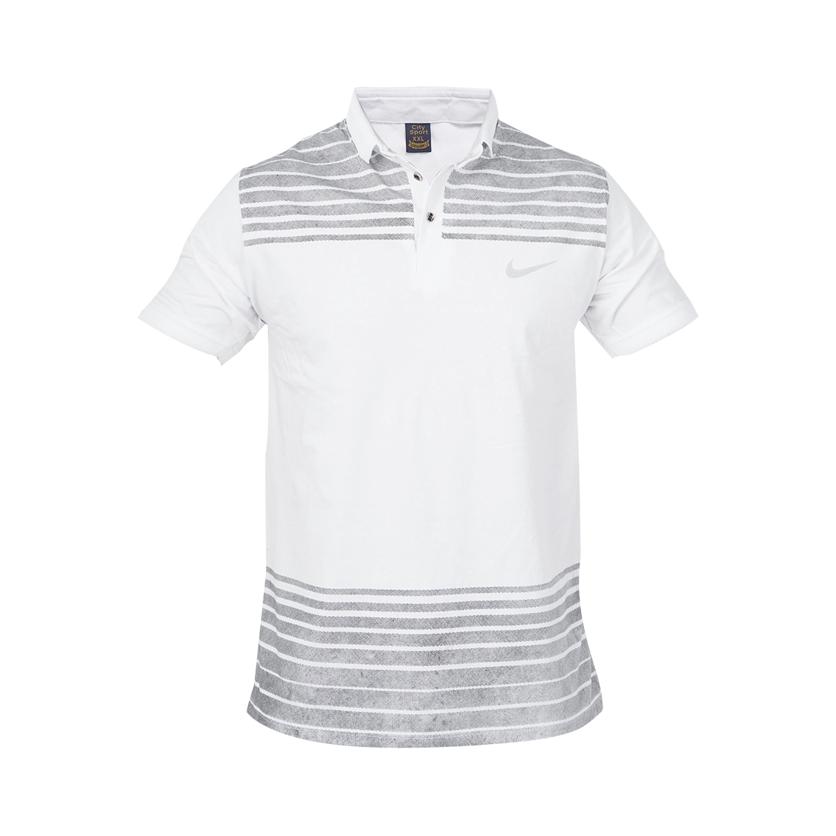 تیشرت یقه دار راه راه سفید مدل Farhan