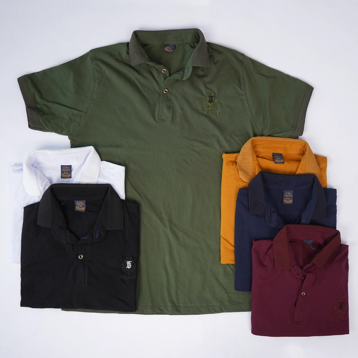 تیشرت یقه دار سبز مردانه مدل Taha