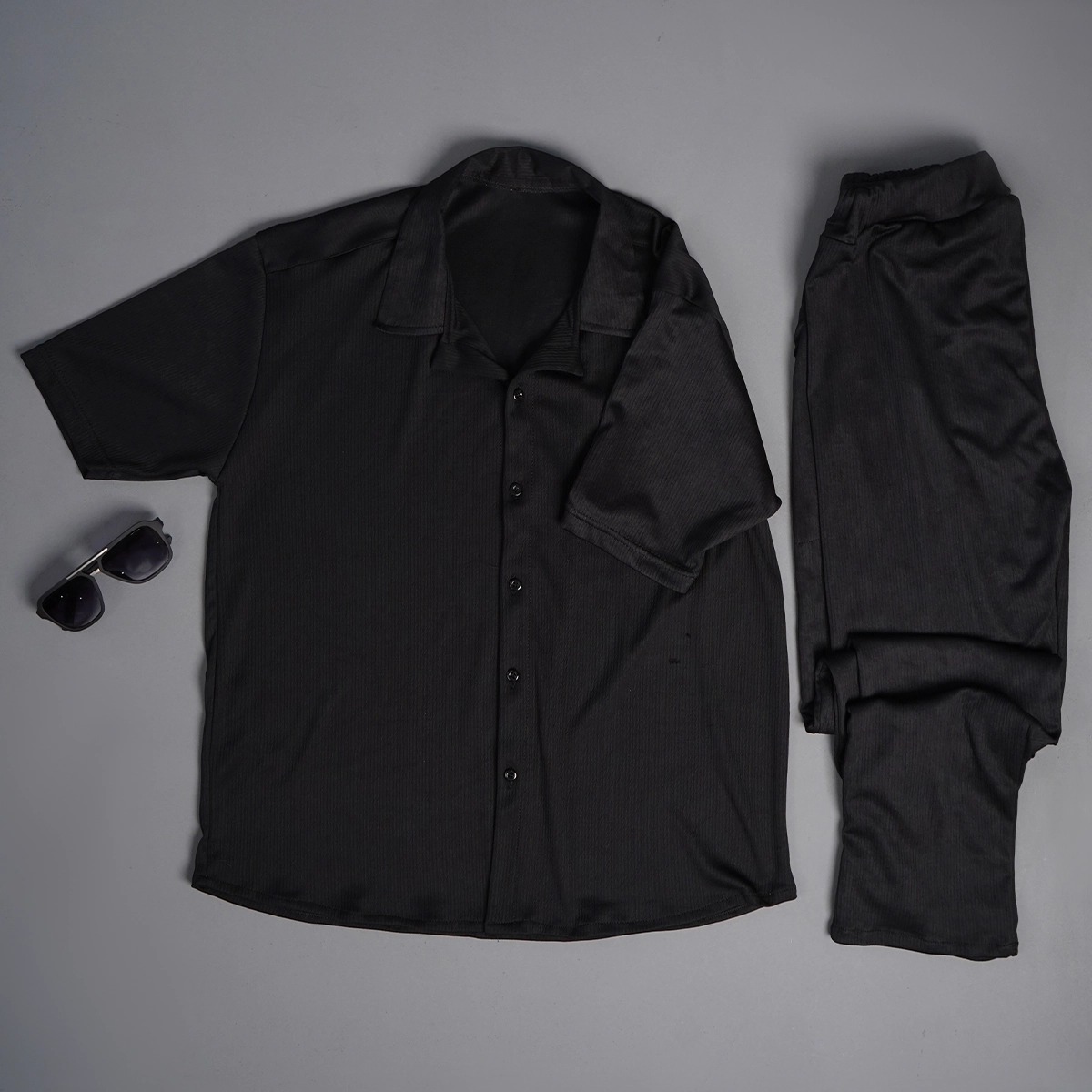 ست پیراهن و شلوار مردانه مشکی مدل Pasha2