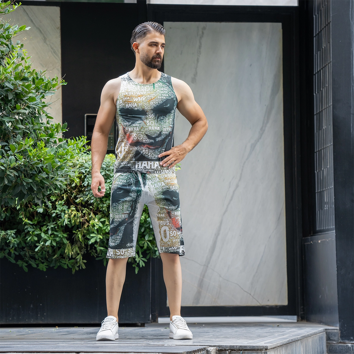 ست رکابی شلوارک مردانه طرح جوکر