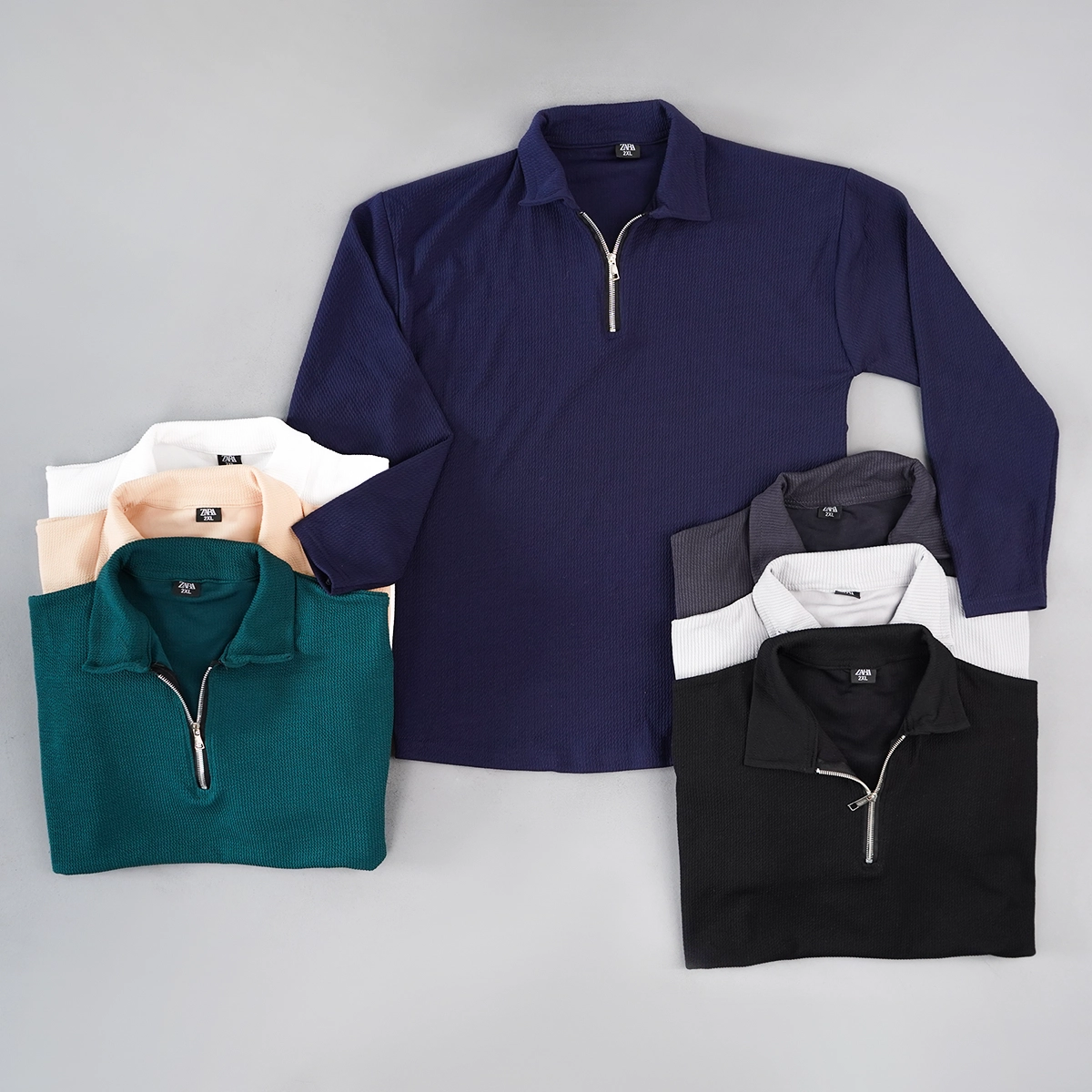 بلوز مردانه نیم زیپ آستین بلند سفید مدل FARBOD