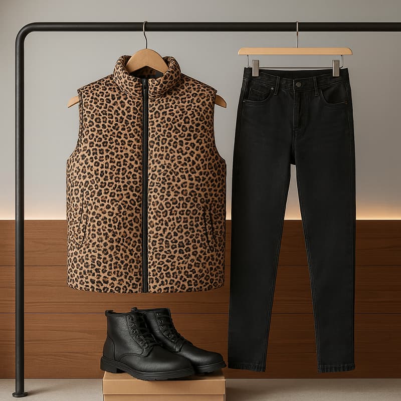 پافر قهوه ای طرح پلنگی