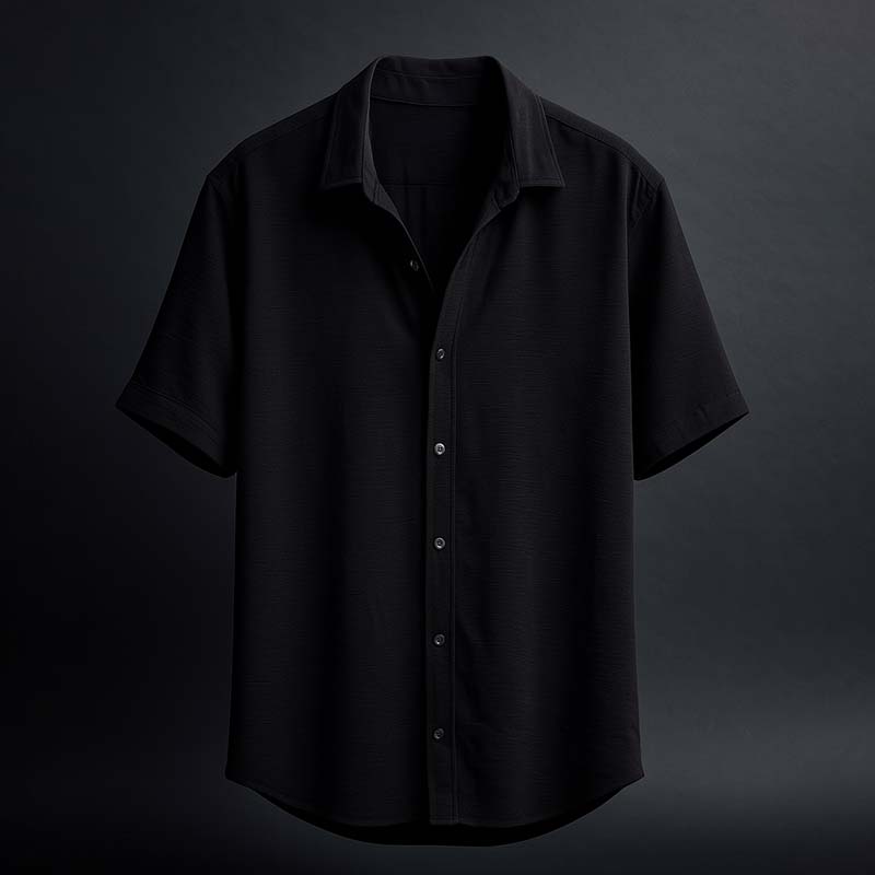پیراهن آستین کوتاه مشکی مردانه مدل باکسی