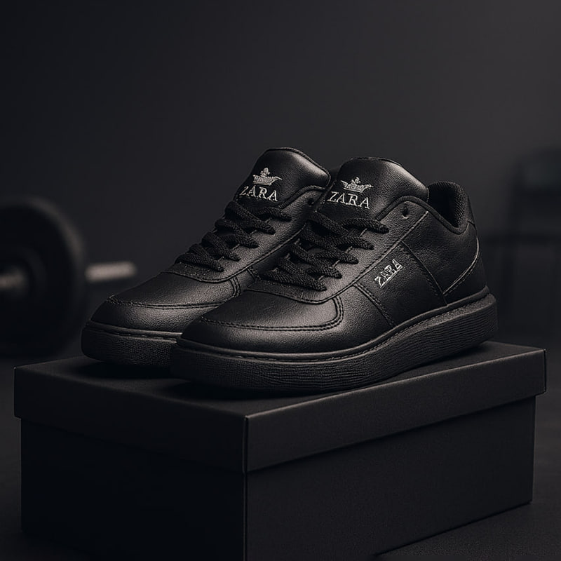 کفش تخت Zara مردانه مشکی زیره مشکی مدل Kiyan