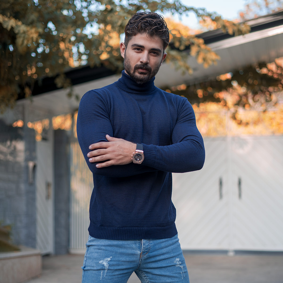 پلیوربافت مردانه یقه اسکی مدل Tosan