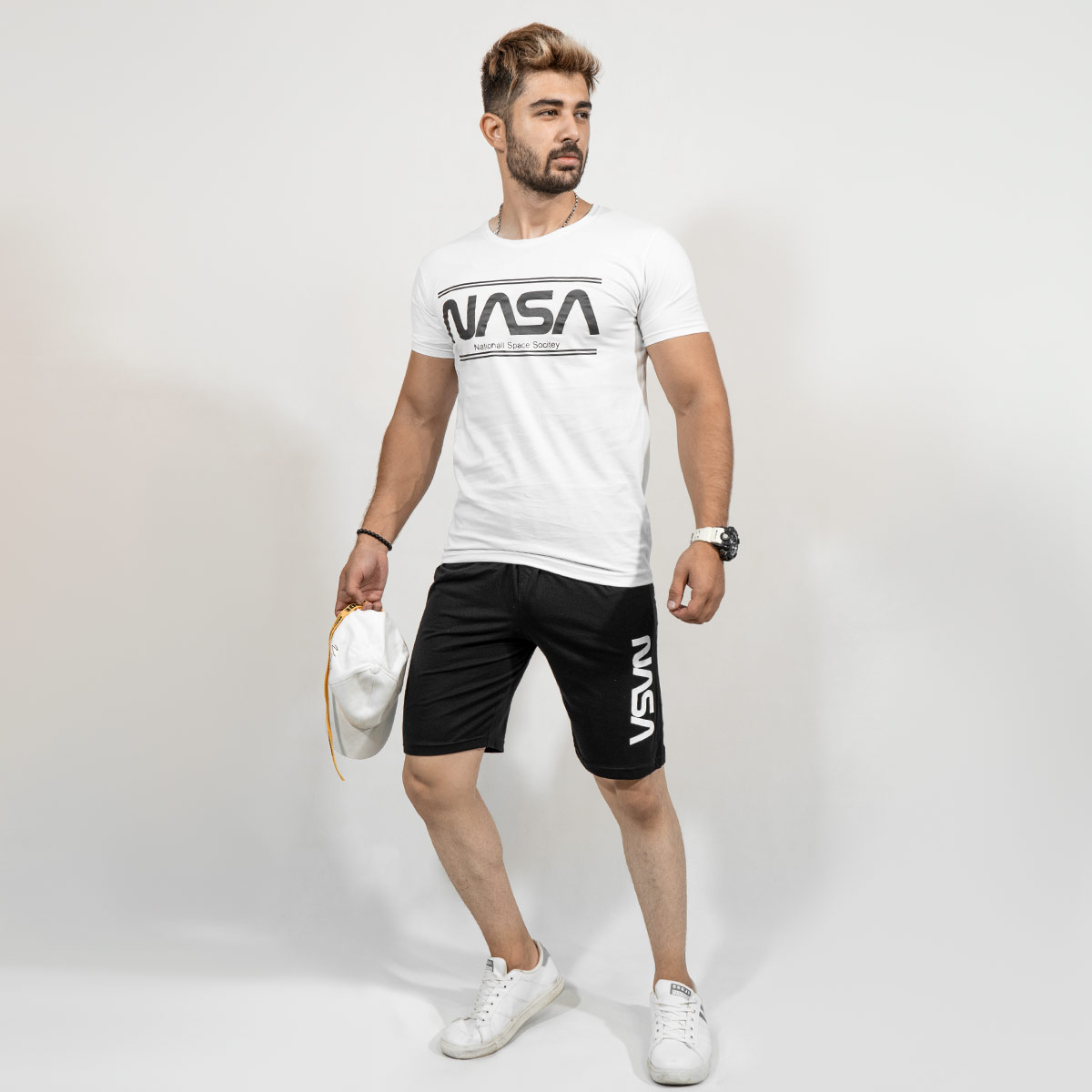 ست تیشرت شلوارک Nasa مردانه مدل Saron