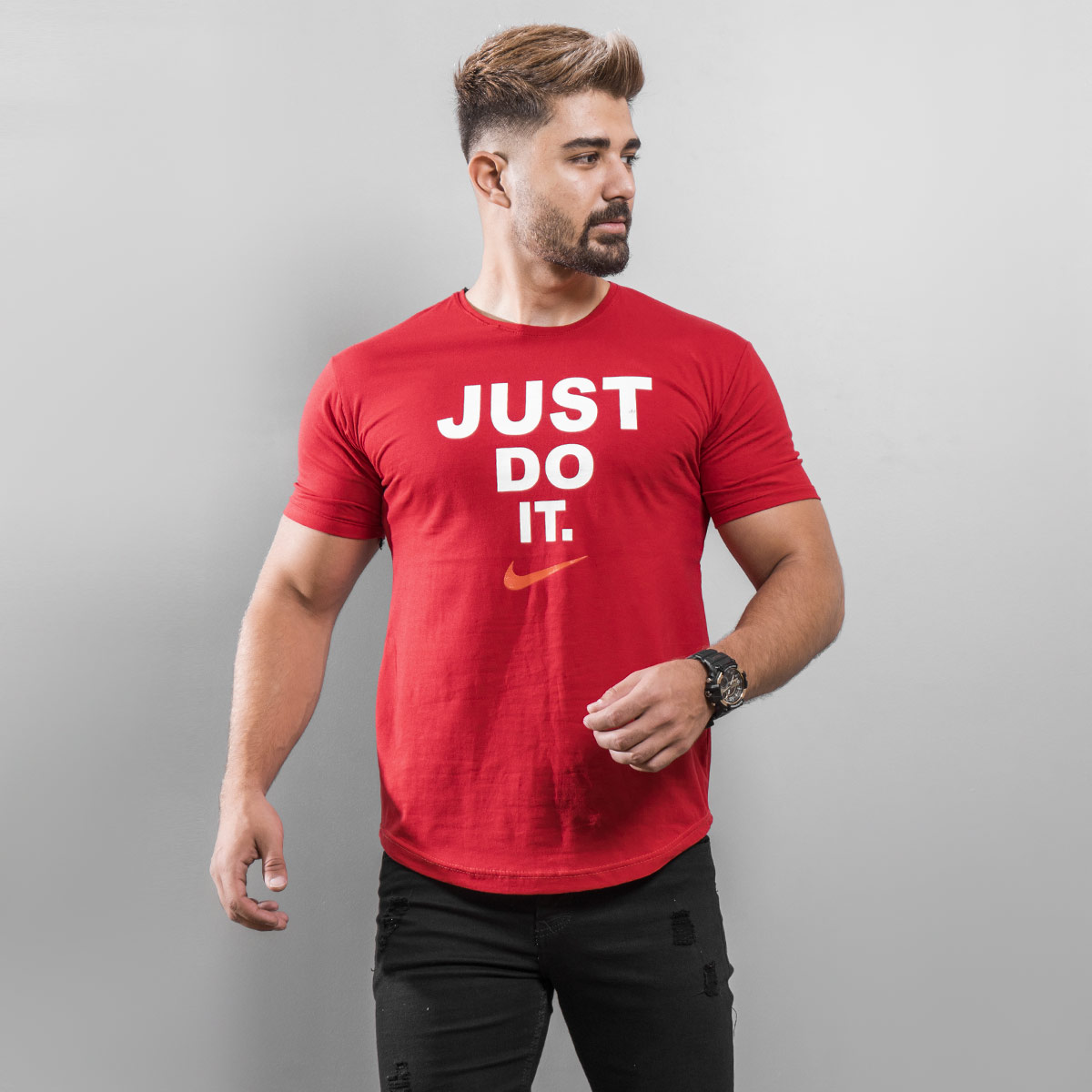 تیشرت Just Do It مردانه قرمز مدل Ditro
