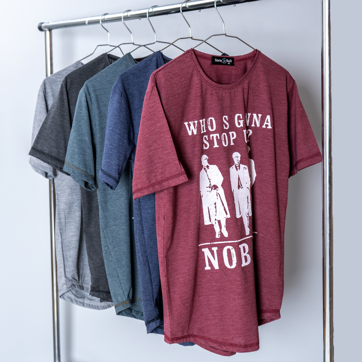 تیشرت NOBODY مردانه طوسی روشن مدل Montez