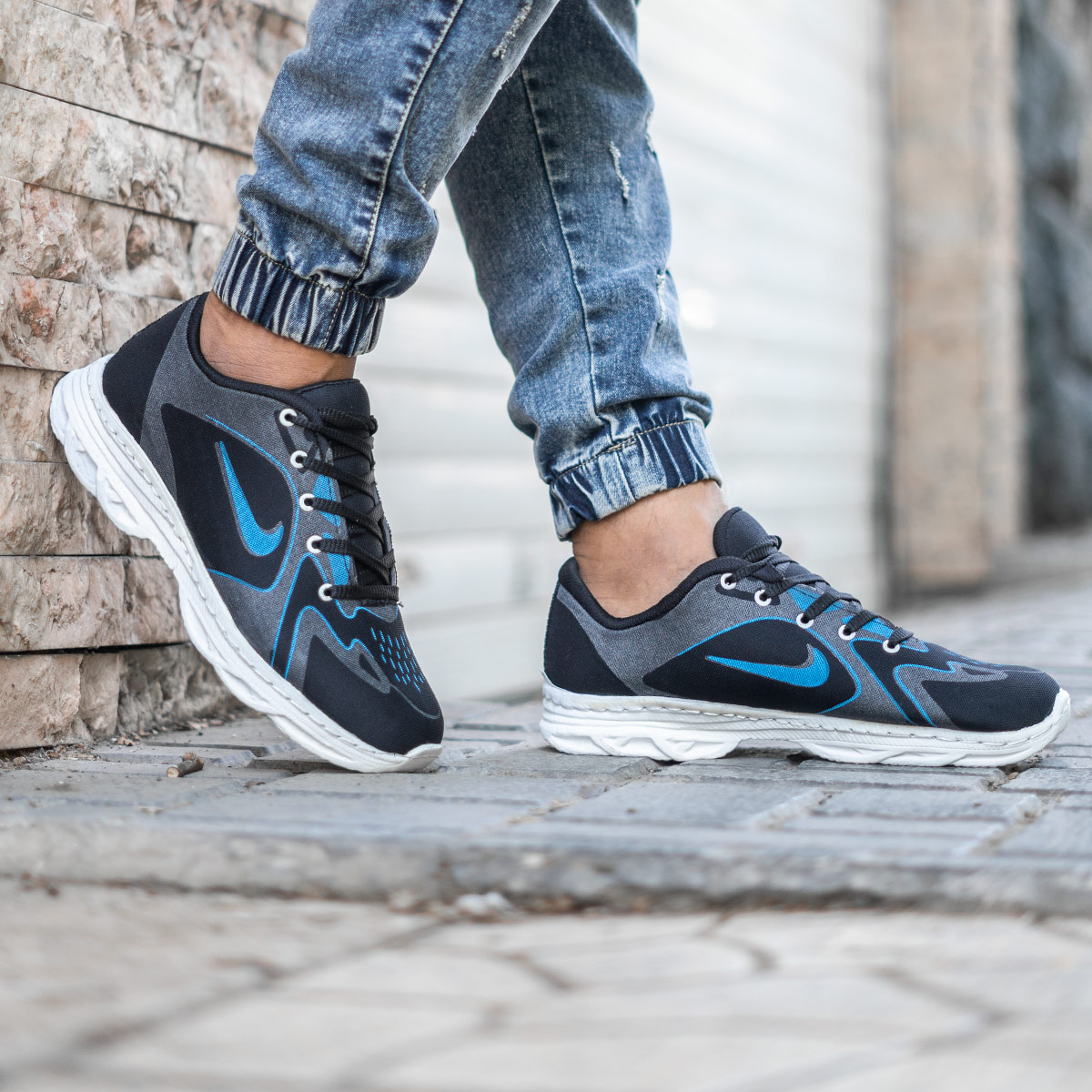 کفش ورزشی مشکی آبی مردانه مدل Miden(T)