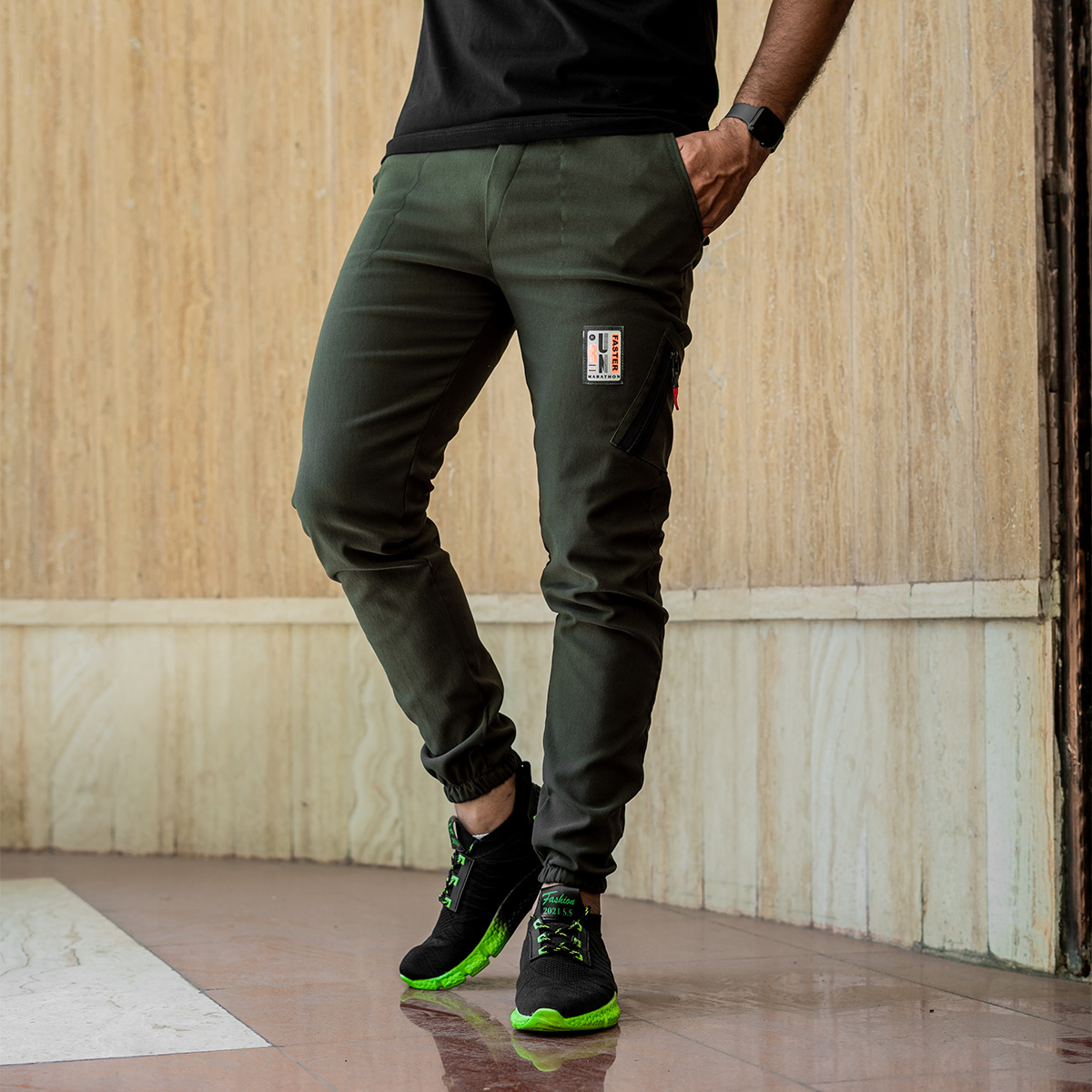 شلوار اسلش مردانه سبز مدل Lonik