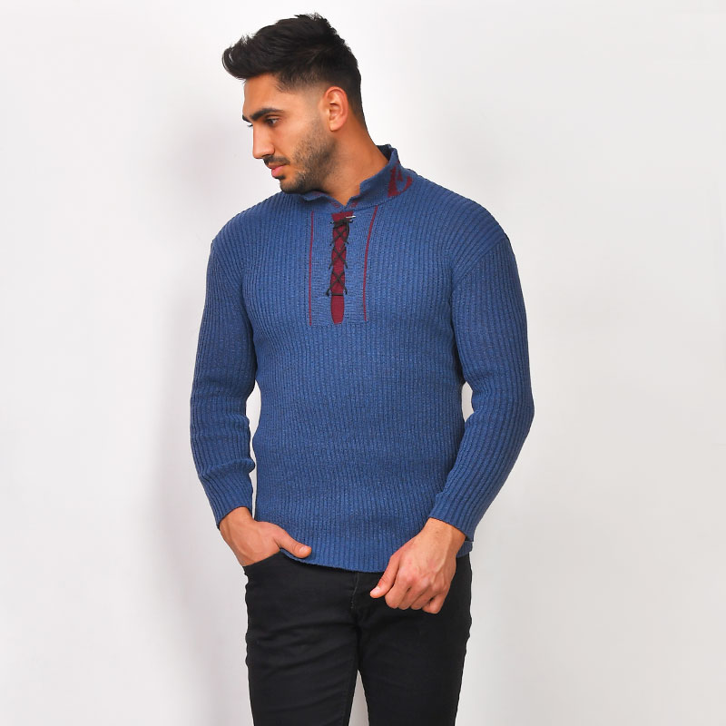 پلیوربافت آبی فولادی مردانه مدل Ashot